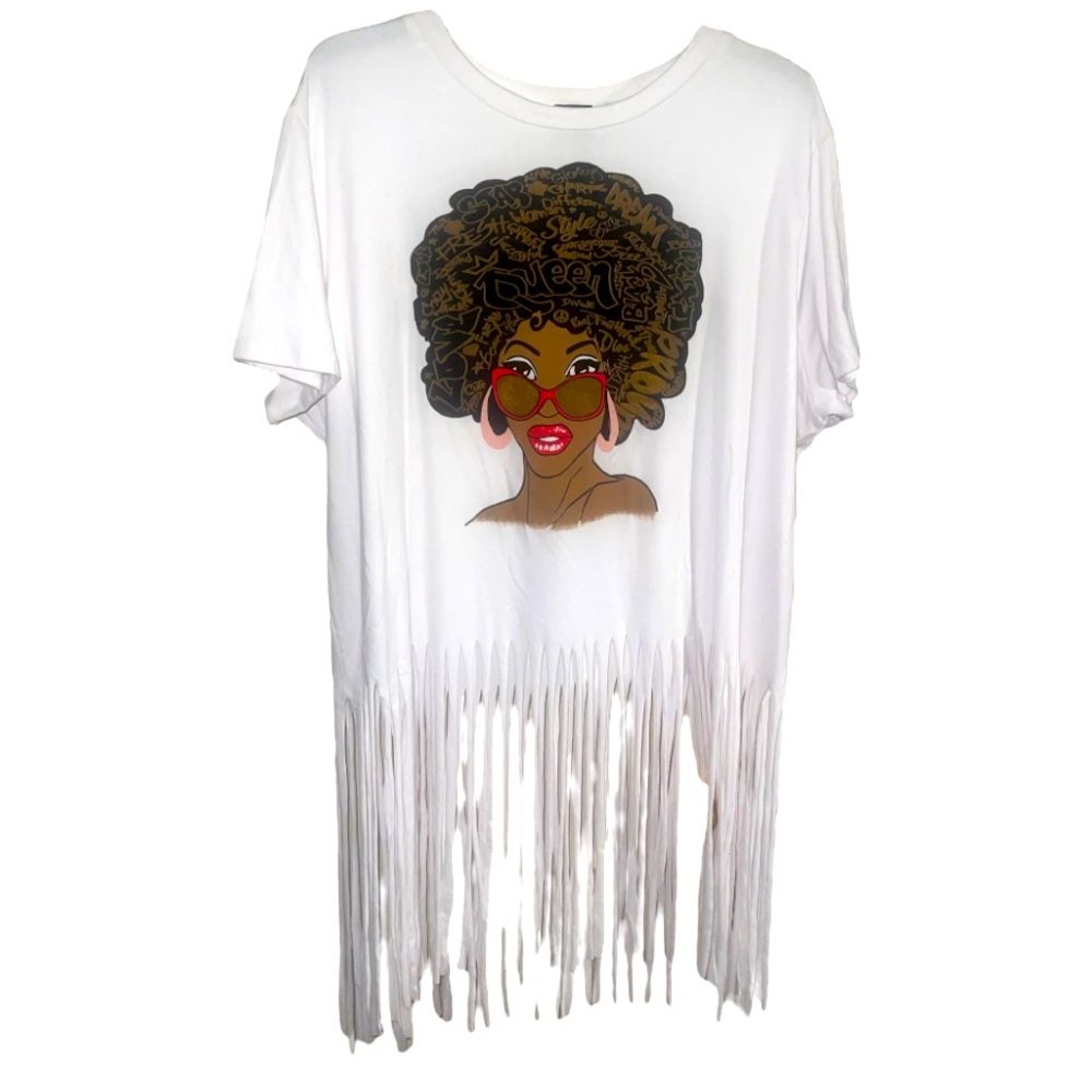NEW💕Plus Size Fringe Trim Tunic Tee